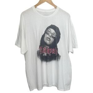 AALIYAH White Crew Neck Short Sleeve Front Graphic T-Shirt Woman’s Size‎ Xlarge